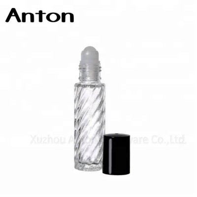 10ml waved Empty Clear Glass Roll-On Attar Bottles Refillable For Essential Oil Aromatherapy Perfume Bottles With Cap