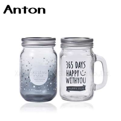 Wholesale Engraving glass bottle mason jars with lid wine